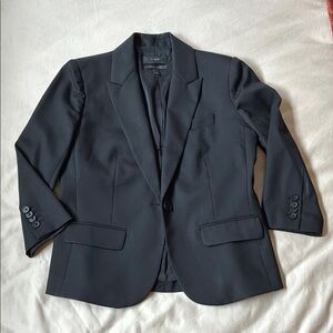 J Crew Black Blazer with Notched Lapels, crop sleeve and Structured Shoulders